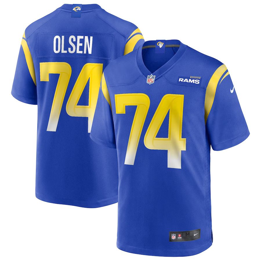 Men Los Angeles Rams 74 Merlin Olsen Nike Royal Game Retired Player NFL Jersey